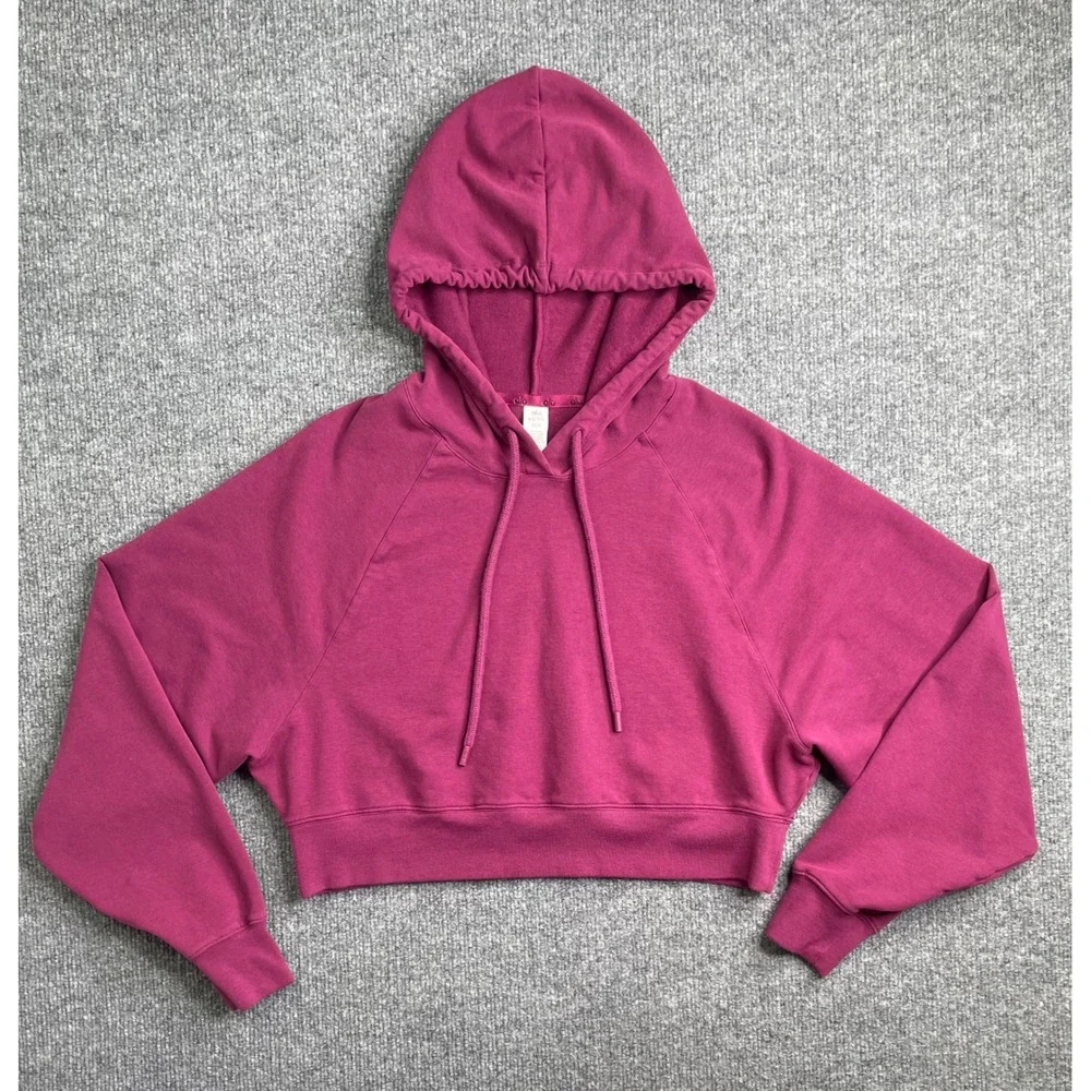 Alo‎ Yoga Muse Hoodie Women XS Pink Cropped Raglan Pullover